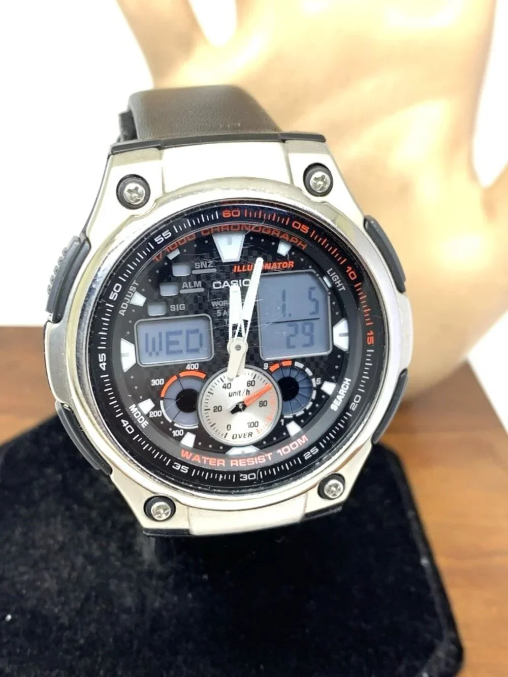 Casio Men's Watch AQ190W Quartz Analog Digital World Time Black Resin 5082